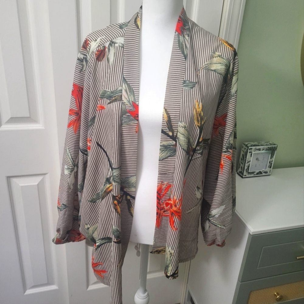 Dolman sleeve kimono brown multi color